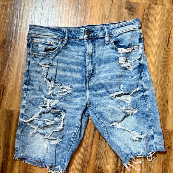 American Eagle Outfitters Other - American Eagle Mens AirFlex Heavily Distressed Denim Light Wash Shorts